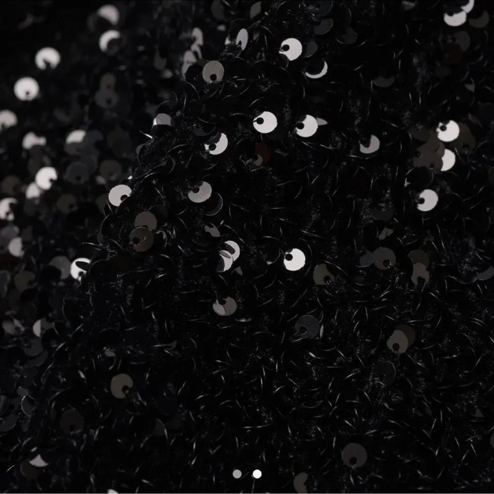 H&M Limited Edition Black Sequin Puff Sleeved Night Dress - Picture 5 of 7